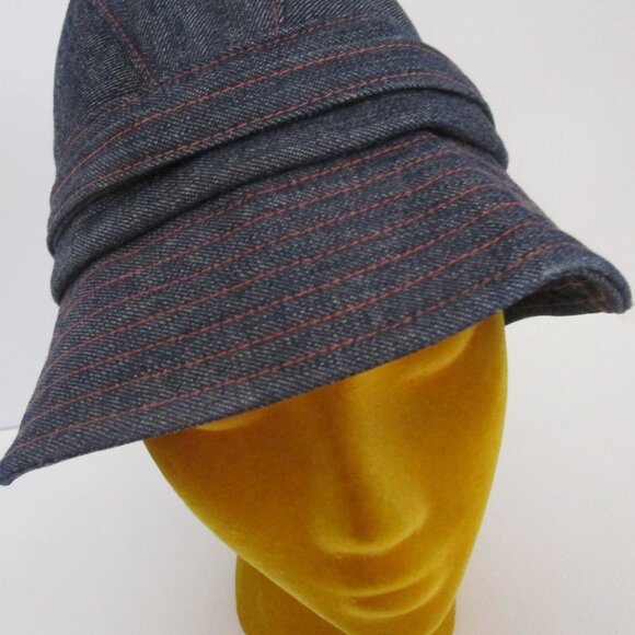 Denim Blue Bucket Brim Hat Packables New York Handmade - Picture 3 of 8